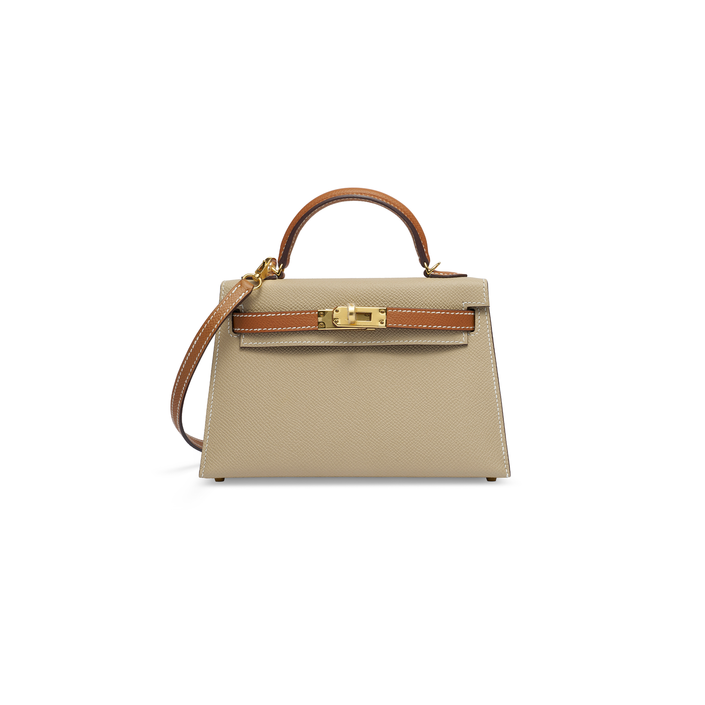 HERMÈS TRENCH & GOLD EPSOM LEATHER MINI KELLY II WITH GOLD HARDWARE (19*12*5.5cm)